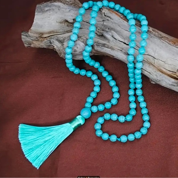 1pc Boho Chic 108 Bead Turquoise Mala Necklace, 6mm Synthetic Faux Gemstone, - Picture 8 of 12